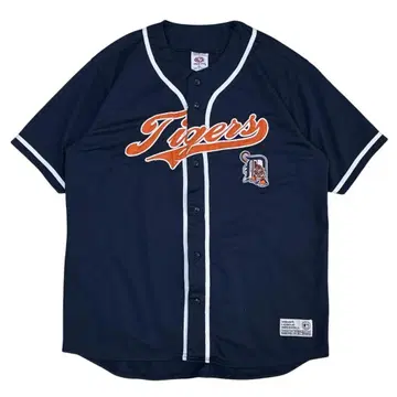 MLB 타이거스 유니폼 게임 셔츠 자수 로고 2XL 네이비 컬러 90s