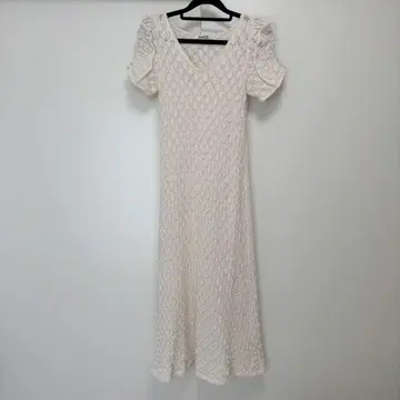 SNIDEL 아이보리 V넥 반팔 니트 원피스