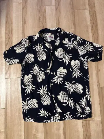 Kahanamoku 파인애플 패턴 알로하 셔츠 L