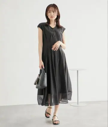 로페피크닉 발수 가공/밑단 시어 턱 원피스