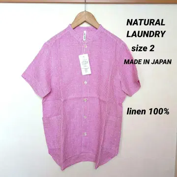 NATURAL LAUNDRY 린넨 체크 퍼머 셔츠