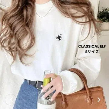 CLASSICAL ELF 원포인트 자수 모크넥 긴팔 티셔츠 S