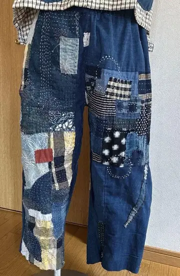 빈티지 원단 오리지널 컬러풀한 사시코가 가득한 다보 팬츠