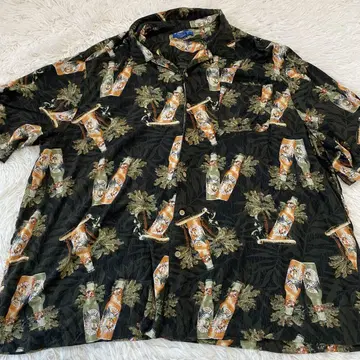 Puritan 알로하 셔츠 올 패턴 맥주 야자수 카지키 3XL