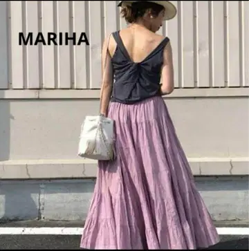 미사용급 MARIHA 초원의 무지개 스커트 티어드 맥시 스커트