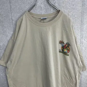 파라다이스 치즈 버거 잉꼬 캐릭터 기업 로고 티셔츠 2XL