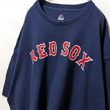 마제스틱 MLB 레드 삭스 로고 티셔츠 네이비 컬러 2XL 구제 의류