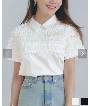 리아라바이피지 lialaPG 프릴이 달린 화이트 셔츠 반팔 택 포함