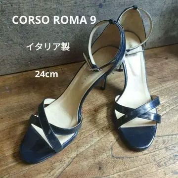 CORSO ROMA 9 이탈리아 네이비 스트랩 샌들 37 에나멜