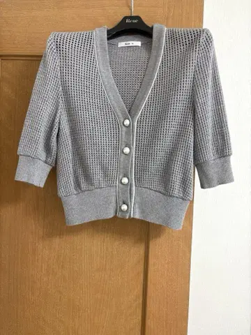 르네 5부 소매 가디건 34 그레이