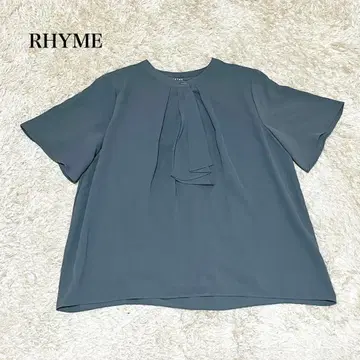 새상품급 라임 반팔 블라우스(M) 보타이 턱 플레어 슬리브 오피스 고급