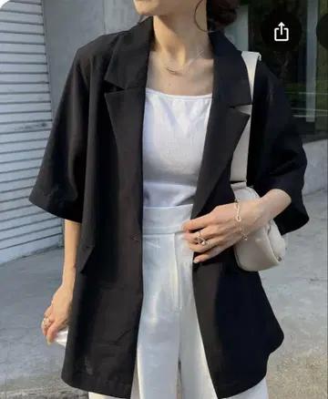 CAPRICIEUX LE'MAGE 반팔 시어 셔츠 자켓 블랙