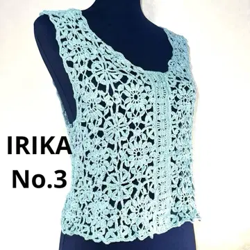 IRIKA No.3 마린 블루 크로셰 뜨개질 슬리브리스 24A280