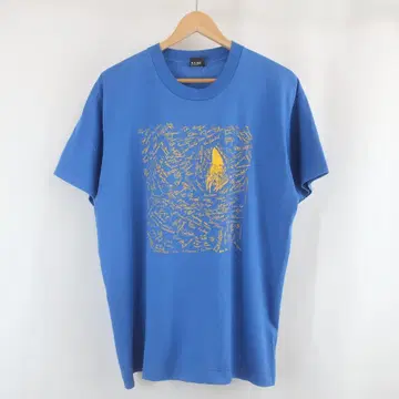 80s VINTAGE USA제 사인 아트 프린트 티셔츠 XL