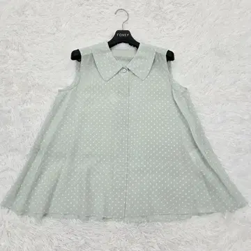 폭시 Veronique 블라우스 슬리브리스 실크 민트