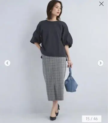 소매 턱 볼륨 슬리브 블라우스 그린 라벨 릴랙싱