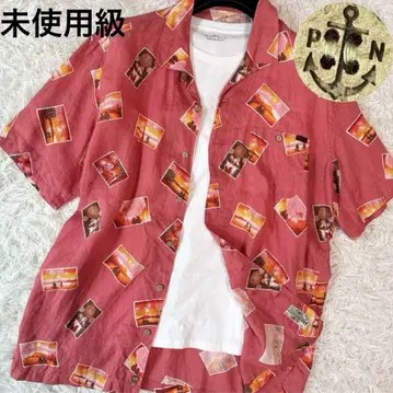 최근/린넨 100/2XL 상당 파파스 아일랜드 오픈 카라 셔츠 린넨