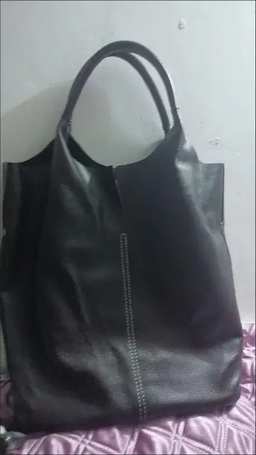 블랙 가죽 토트백