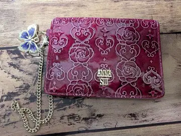 ANNA SUI 로즈 하트 빨간색 패스 케이스 교통카드 지갑