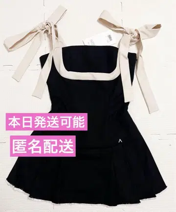 앤드메리 추추 플리츠 리본 드레스
