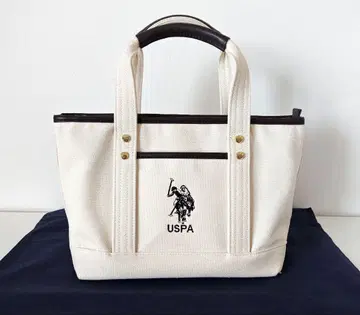 폴로 USPA 토트백 아이보리 다크 브라운