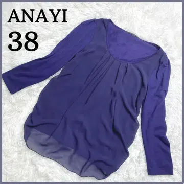 ANAYI 티셔츠 38 네이비 시어 레이어드 스타일 긴팔
