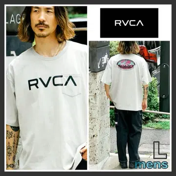 RVCA 남성용 루카 반팔 가슴 포켓 로고 티셔츠 그레이 L 사이즈
