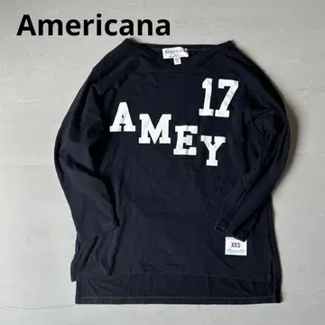 AMERICANA 프린트 티 풋볼 티 네이비 네이비 로고 티셔츠