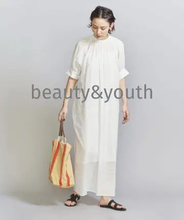 BEAUTY&YOUTH 린넨 코튼 개더 볼륨 원피스