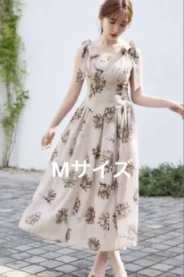 herlipto 해바라기 프린트 미디 드레스