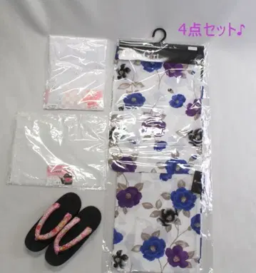 꽃무늬 유카타, 오비, 일본 나막신, 내의 4종 세트, 저렴한 가격