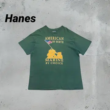 90s Hanes 그린 별 조기 해병대 빈티지 싱글 스티치