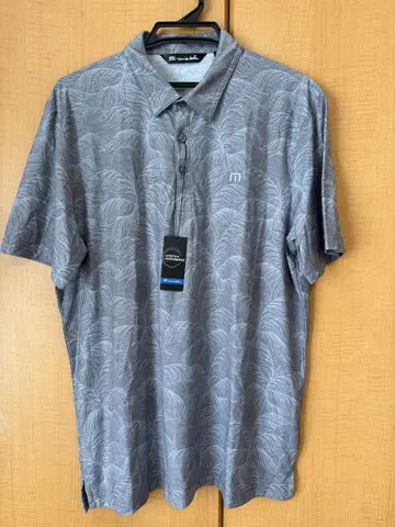 Travis Mathew XL 그레이 폴로 셔츠 잎 패턴
