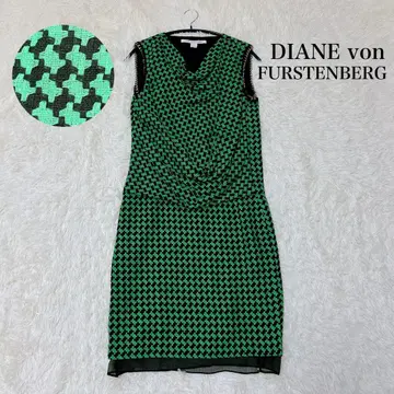 DIANE von FURSTENBERG 실크 그린 올 패턴 원피스