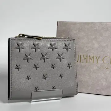 JIMMY CHOO 스타 모티브 컴팩트 지갑 두겹 지갑 가죽