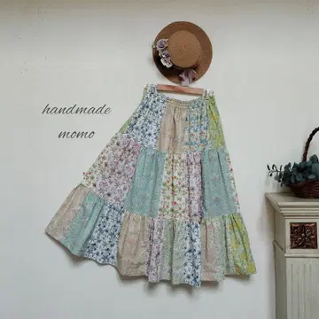 handmade 윌리엄 모리스 패치워크 티어드 스커트 free