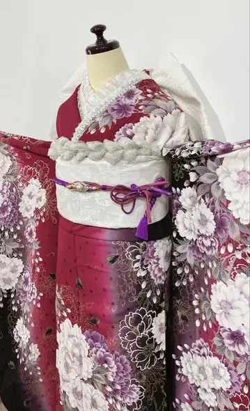 후리소데 풀세트 꽃무늬 후리소데 성인식 순수 실크 Luxjewel