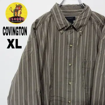 USA 구제 의류 COVINGTON 긴팔 버튼 셔츠 XL 카키 브라운