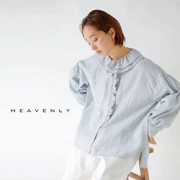 새상품 헤븐리 린넨 프릴 칼라 블라우스 네스트로브 마가리 리제타