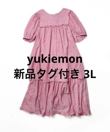 yukiemon 유키에몬 프릴 원피스 핑크 깅엄 3L