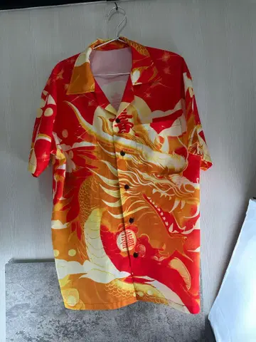 용 Dragon ALOHA 셔츠 빨간색