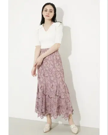 rienda 컷워크 머메이드 스커트 핑크
