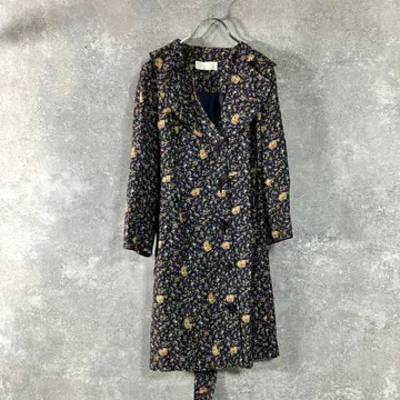 franche lippee 체스터 코트 긴팔 네이비 꽃 고양이 올 패턴