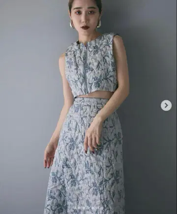 ANDREA&Co. 자카드 지퍼 베스트 스커트 셋업 택 포함 새상품