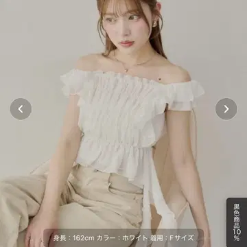 레이스 드롭 프릴 셔링 블라우스