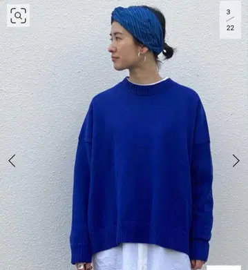 블루 코튼 긴팔 니트 프리 사이즈