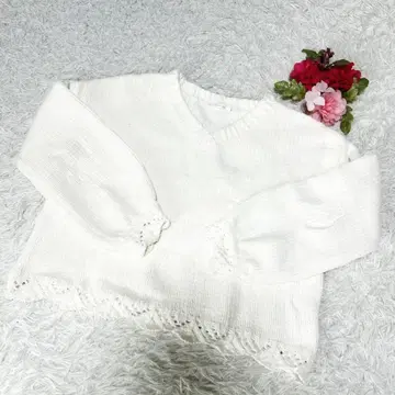 RETRO GIRL 레트로 걸(M) 긴팔 니트 스웨터 보더 화이트