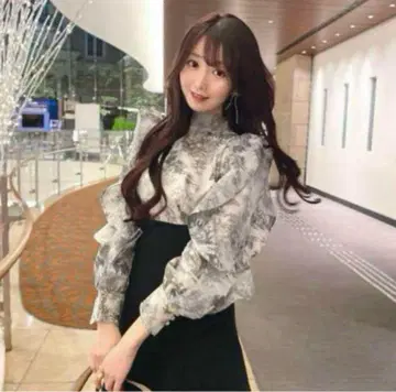 SNIDEL 스나이델 토와르 주이 오간 시스루 블라우스