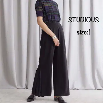 스튜디오스 사이드 헴 콤비네이션 와이드 팬츠 블랙 1