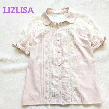 LIZLISA 리즈리사 레이스 블라우스 핑크 반팔 프리 사이즈 리본